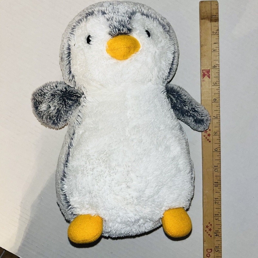 Destination Nation Pom Pom Grey & White Penguin Plush